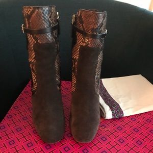 Tory Burch Leather and Suede Boots